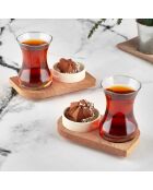 Service à thé en porcelaine et bois naturel - 6 pièces